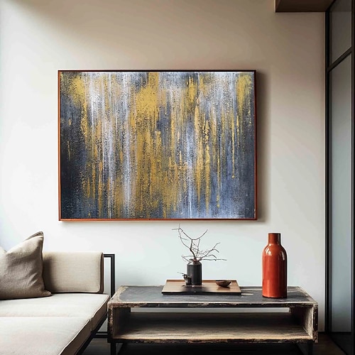 großes modernes Goldgemälde handgefertigte abstrakte Goldgemälde auf Leinwand handgemalt reich strukturiertes Acrylgemälde moderne Wandkunst Foliengoldgemälde handgemaltes Gemälde für Image