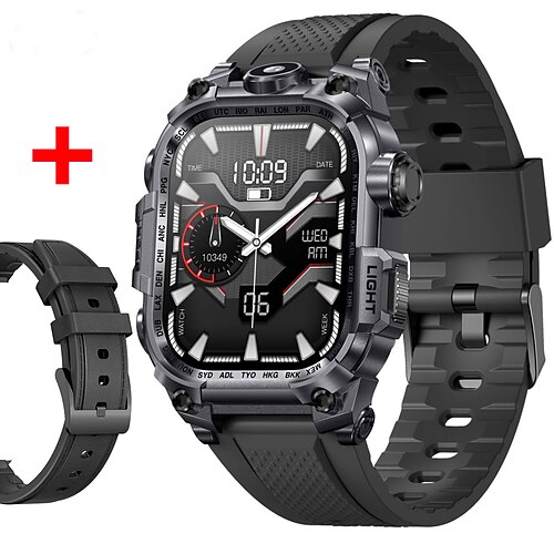 696 i121 Smartwatch 2.01 Zoll Smart-Armband Bluetooth Schrittzähler Anruferinnerung Schlaf-Tracker Kompatibel mit Android iOS Herren Freisprechanlage Nachrichterinnerung IPX-0 46mm Uhrengehäuse Image