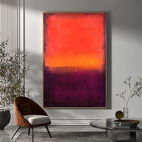 gelb rot 3er Set Leinwand Mark Rothko handgemalte Ölgemälde berühmte bunte Rothko handgemachte Minimalismus Kunst Malerei Wohndekor Galerie Wand gespannter Rahmen fertig zum Aufhängen Image