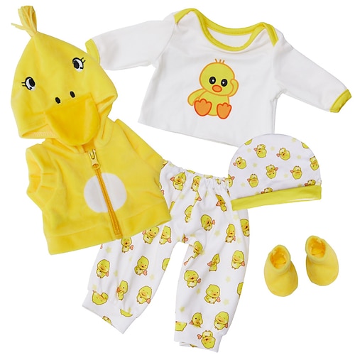 Reborn Baby Puppe Kleidung für 17-22 Zoll Neugeborenes Baby Junge 17-22 Zoll Gelber Enten 5-teiliges Set Baby Puppenbekleidung Outfit Zubehör passend für 17-22 Zoll Baby Puppe Mädchen