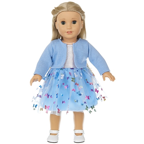 2-teiliges Geschenkset für amerikanische Puppenkleidung und Accessoires für 18-Zoll-Puppen, einschließlich Mantel und Kleid (ohne Puppe).