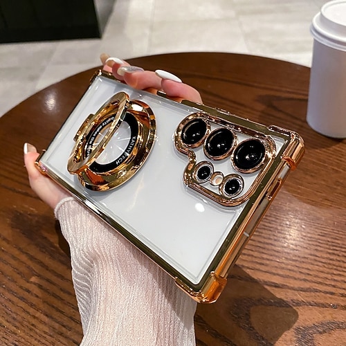 Handy Hülle Handyhüllen Für S25 S24 S23 S22 Plus Ultra S23 FE Rückseite Mit Ständer Magnetisch Unterstützt kabelloses Laden Retro TPU PC Image