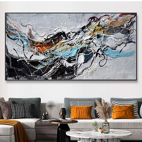 Mintura handgefertigte abstrakte farbenfrohe Ölgemälde auf Leinwand, Wandkunst, Dekoration, modernes Bild für die Inneneinrichtung, gerolltes, rahmenloses, ungedehntes Gemälde Image