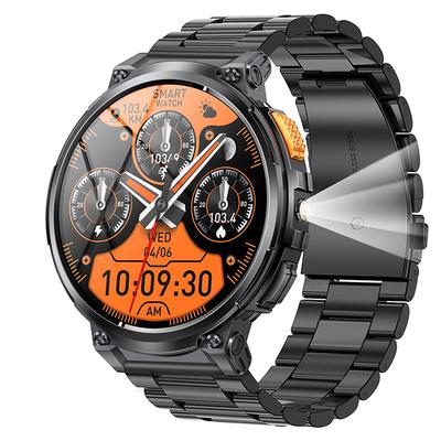 K66 Smart Watch Men Flashlight Bluetooth Call 1.85inch 128MB Memory 730mAh Large Battery LED Light Outdoor Sport Smartwatch