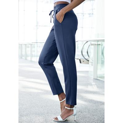 Jogger Pants LASCANA, Damen, Gr. 42, N-Gr, blau, Sweatware, Obermaterial: 70% Viskose, 25% Polyamid, 5% Elasthan, unifarben, feminin, Basic schmal knöchelfrei, Hosen, mit elastischem Bund und Gürtelschlaufen, Loungewear Image