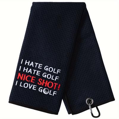 TEMU 1pc Embroidered Funny Golf Towel With Clip, Soft And Absorbent Towel, Golf Accessories, Great Birthday Christmas Gift, Perfect Golf Gifts For Men & Women