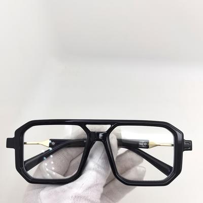 TEMU New Cool High-end Thick Polygonal Double Bridge Fashion Flat Glasses, Flat Top, Men's And Women's Fashion Eyeglasses Props Image