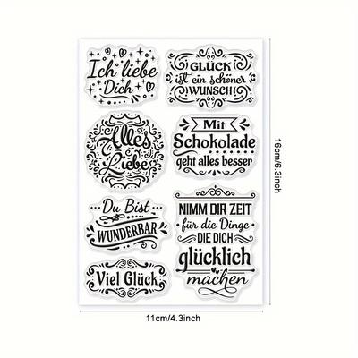 TEMU 1pc German Transparent Stamp Diy Vintage Emotion Words Silicone Transparent Stamp For Card Making Diary Photo Painting Tool Image