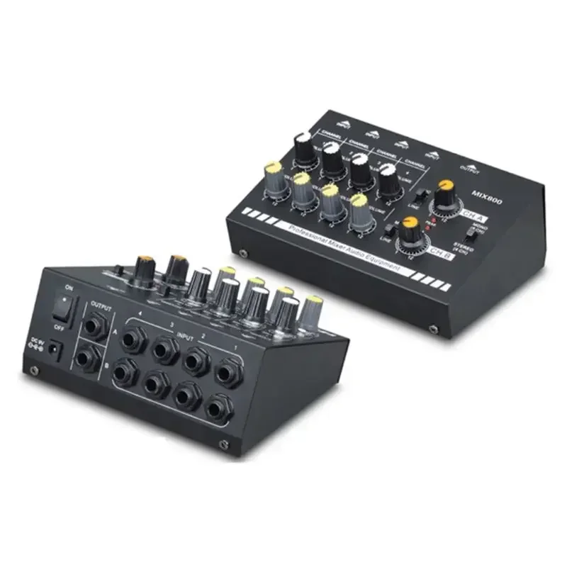 Spina EU/UK/US MIX800 Mini Mixer audio a 8 canali con adattatore di alimentazione Mixer Mono/Stereo amplificatore audio a basso rumore