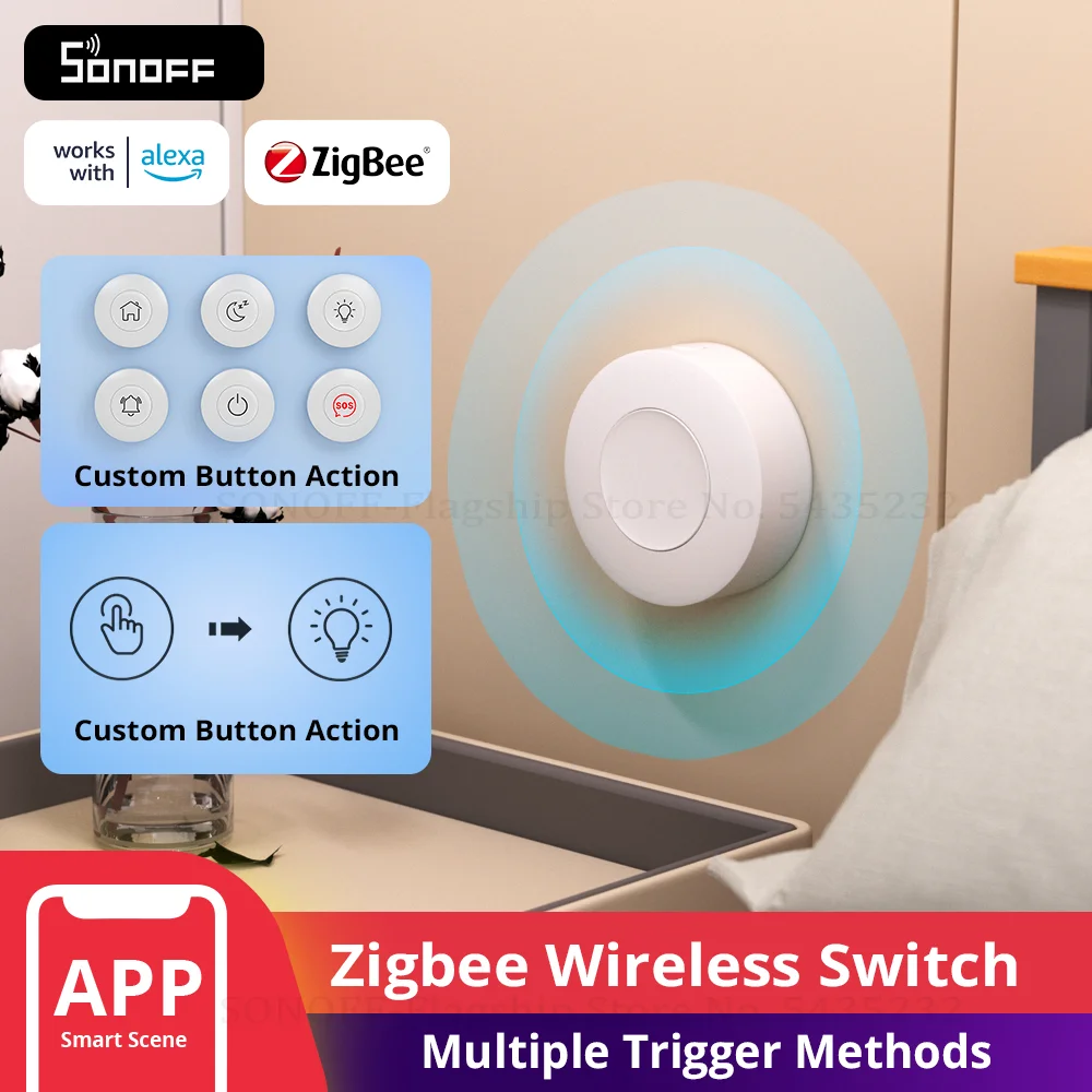 SONOFF SNZB-01P Zigbee Pulsante interruttore wireless Interruttore scena intelligente Controllo domotico per APP eWeLink Alexa Smartthings