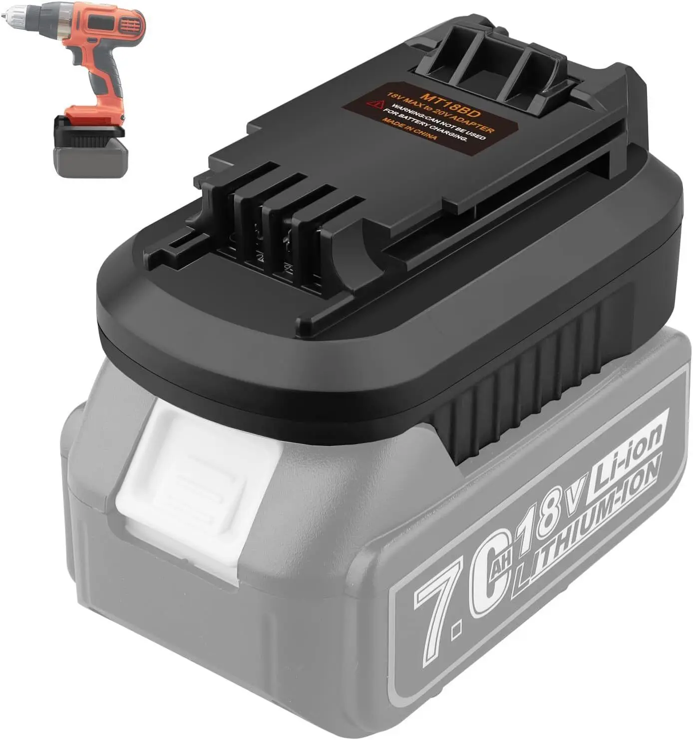 Adattatore batteria per convertitore di utensili a batteria Black&Decker 20V per batteria agli ioni di litio Makita 18V Converti in trapano Black&Decker 20V
