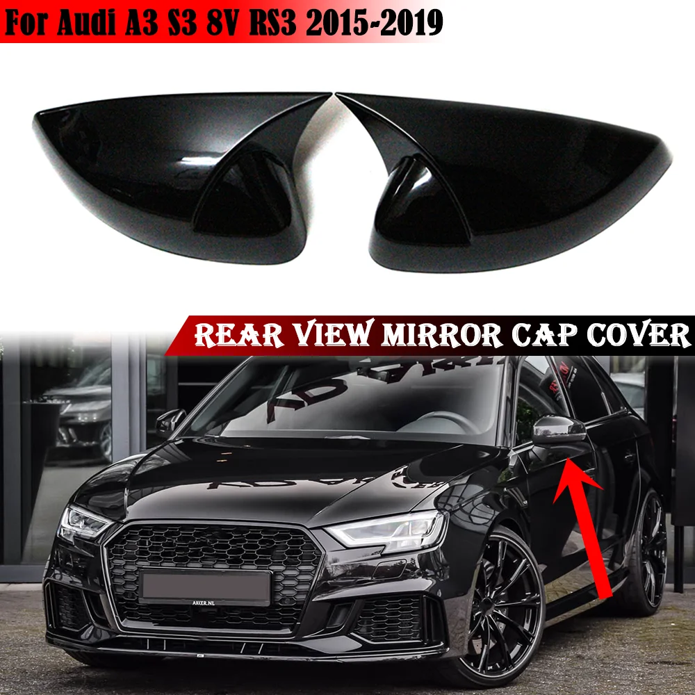 Per Audi A3 S3 8V RS3 2015 2016 2017 2018 2019 specchietto retrovisore Case Cover nero lucido specchietto laterale copre tappi auto Styling