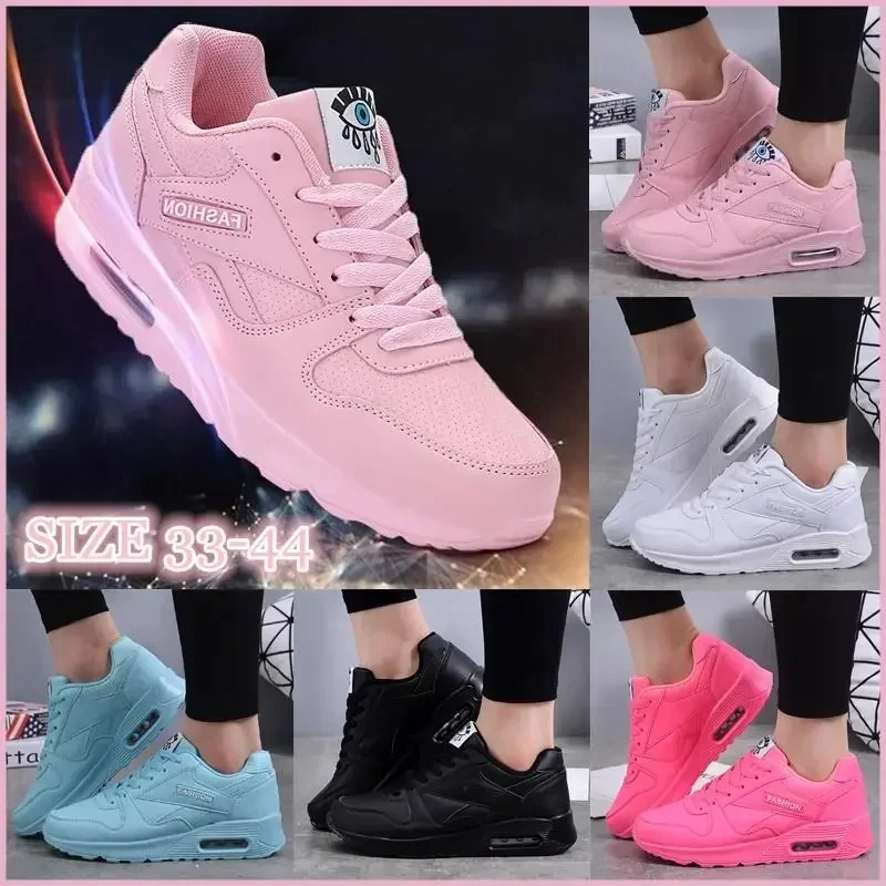 Scarpe da ginnastica moda donna Scarpe sportive con cuscino d'aria Scarpe blu in pelle Pu Scarpe da jogging da passeggio all'aperto bianche rosa Scarpe da ginnastica femminili
