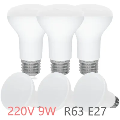 6PCS R63 Reflector E27 LED Bulb 220V 9W E27 Screw Bulb Warm White 3000K Cool White 6500K 900LM 120° Beam Angle Light Bulbs