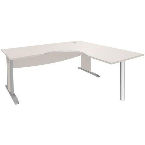 Bureau Symétrique Pied L Métal + Vdf 160x160 Blanc/aluminium - Manutan Expert