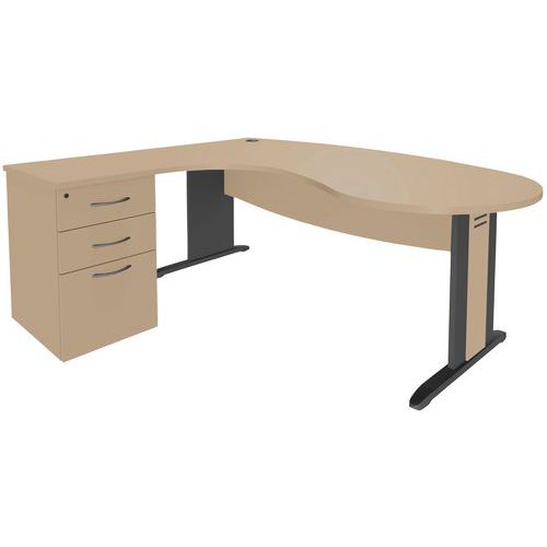 Pack Quatuor Pied L Bois Bur.convi.r G+cais.p60 Hêtre/anthra - Manutan Expert