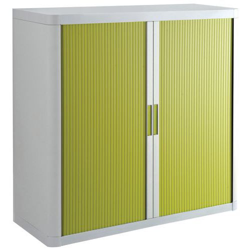 armoire ht. 104 cm corps blanc rideaux vert- manutan expert