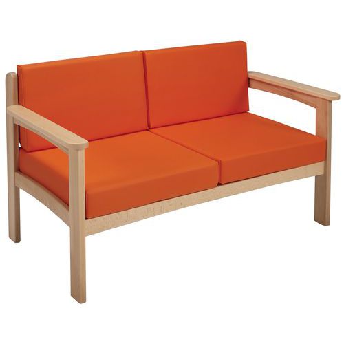 Canapé 2 Places Autize Structure Naturel Pvc Orange - Manutan Expert