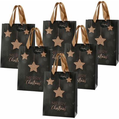 Weihnachts Geschenktüte merry christmas - 6er Set - Papiertasche Wichteltüte Flaschentasche