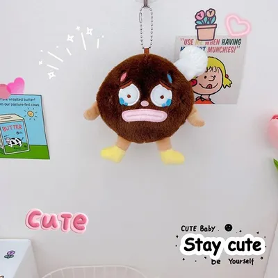 Creative Cartoon Funny Face Cookie Plush Doll Toys Keychain Backpack Pendant Cute Stuffed Biscuit