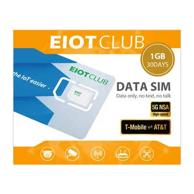 EIOTCLUB USA Prepaid SIM Card - 1GB 30DAY, High Speed 5G/4G LTE Coverage, Supports AT&T and