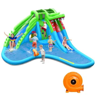 Inflatable Crocodile Style Water Slide Upgraded Kids Bounce Castle w/780W Blower