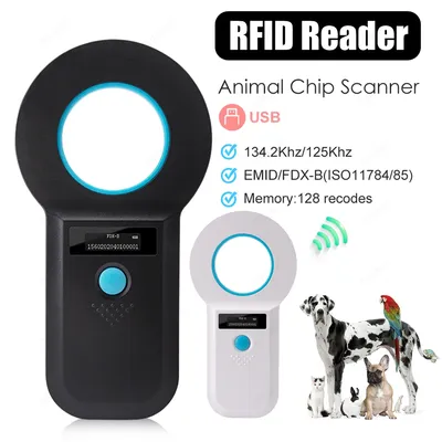 Handheld Animal RFID EMID Reader OLED Display EMID FDX-B(ISO11784/85) Animal Chip Scanner Pet Tag