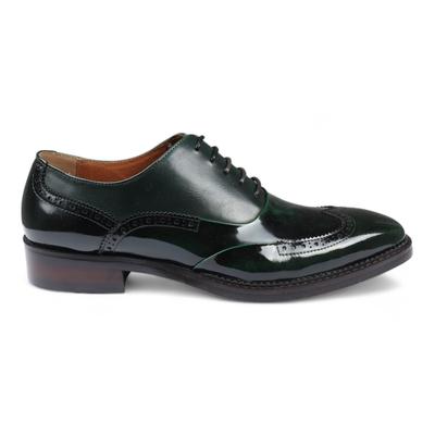 Justin Reess Herren-Brogue-Schuhe aus grünem Lackleder - Harry Image