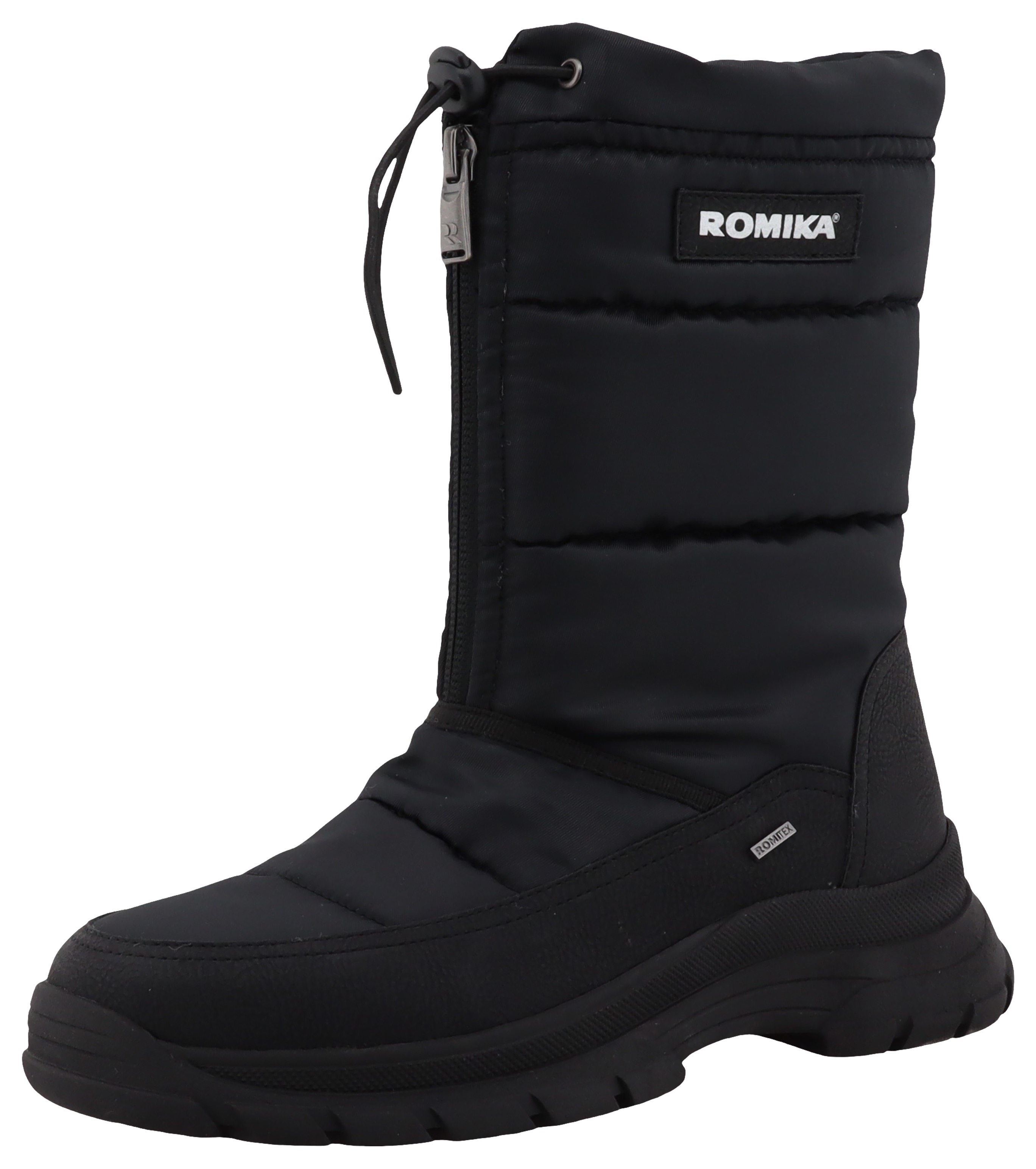 Winterstiefel ROMIKA, Damen, Gr. 38, schwarz, Lederimitat, Textil, unifarben, Schuhe Winterstiefel, Keilabsatz, Schlupfstiefel mit wasserabweisender ROMITEX-Membran