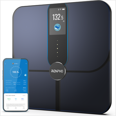 Körper-Analyse-Waage RENPHO "Elis Nova WIFI Smart Body Scale A031" Personenwaagen schwarz Smarte Analysewaage mit 13 Körpermessungen & 5 Gesundheitszielen