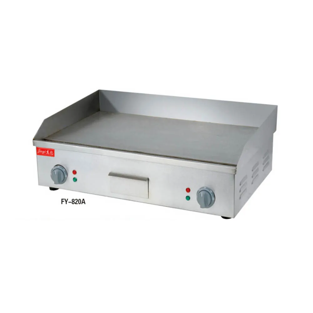 Kommerzieller elektrischer Grill, flache Bratpfannen, flacher Toaster aus Edelstahl, elektrische Grillmaschine, gebratene Pfannen Image