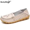 BeckyWalk 2025, Neue Frühling Sommer Frauen Wohnungen Atmungs Echtes Leder Frauen Schuhe Weiche Sohle Loafer Casual Schuhe Frau WSH2672