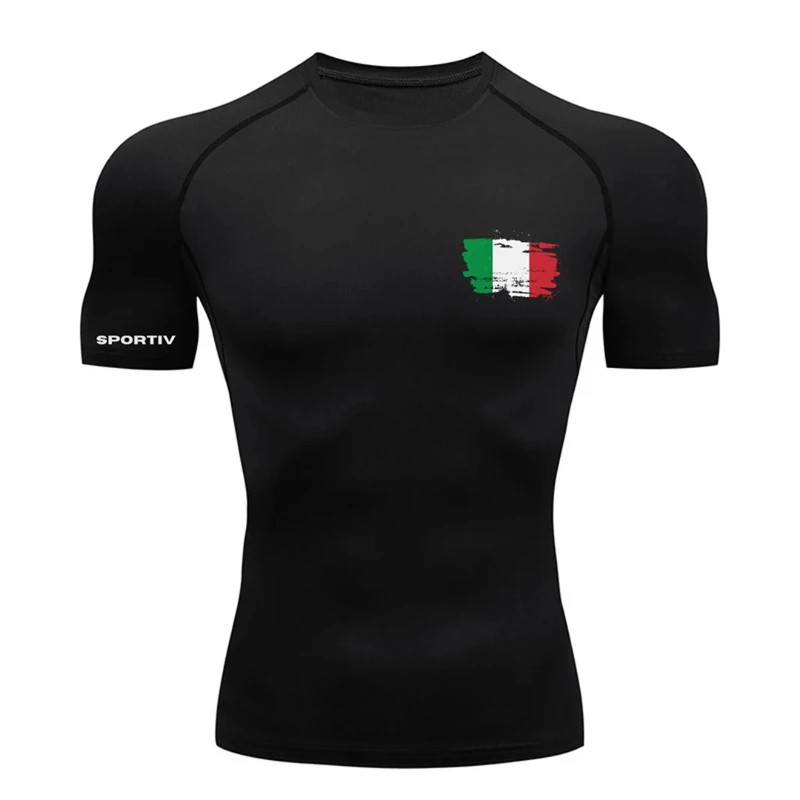 Flaggen-Grafik, sportlich, schnell trocknend, T-Shirts für Herren, Fitnessstudio, Workout, Laufen, Baselayers, Unterhemden, patriotische T-Shirts, Oberteile, Kompressionsshirt Image