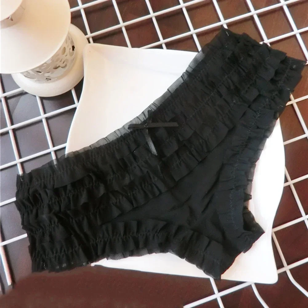 Neue Frauen Sexy Mesh Spitze Low Rise Floral Nette Süße Höschen Unterwäsche Kurze Gemütliche Unterhose Bogen Nahtlose Damen Briefs Shorts Image