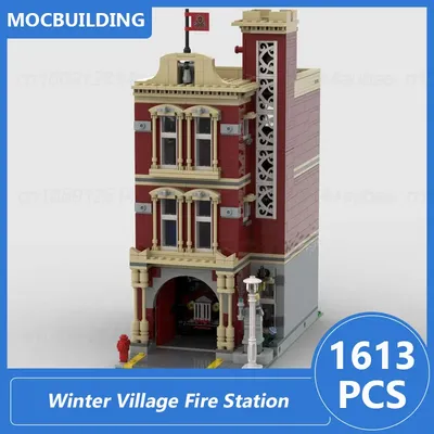 10263 Winter dorf Feuerwache modulare Architektur Anzeige Modell Moc Bausteine DIY montieren Ziegel Spielzeug Geschenke 1613pcs Image