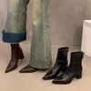 Designer Vintage Frauen Stiefeletten Mode Spitz Kurze Booties Elegante High Heels Schuhe Botas Mujer
