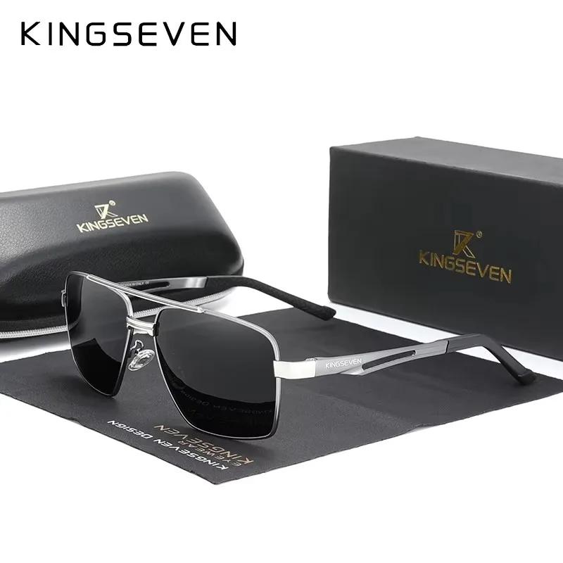 KINGSEVEN 2024 Polarisierte Aluminium Sonnenbrille UV400 Spiegel Männliche Sonnenbrille Frauen Bequeme Tragen für Männer Image