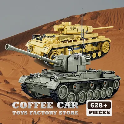 WW2 Militär MOC Ziegel Sets M47 Medium Tank Puzzle Spielzeug Eisenbahn Gun Bausteine Gepanzertes Fahrzeug Modell Erwachsene Kinder Jungen Geschenke Image