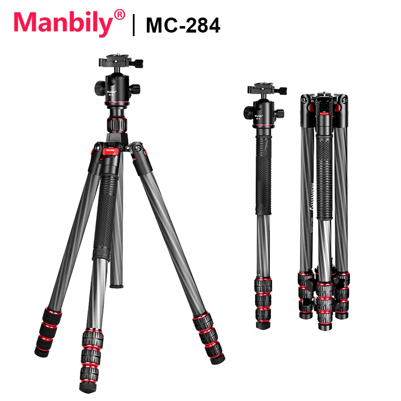 Manbily Professionelles Carbonfaser-Stativ MC-284 Kameraständer für Canon DSLR Reisen Vogelbeobachtungshalterung Max. Belastung 8 kg 28 mm Rohr Image