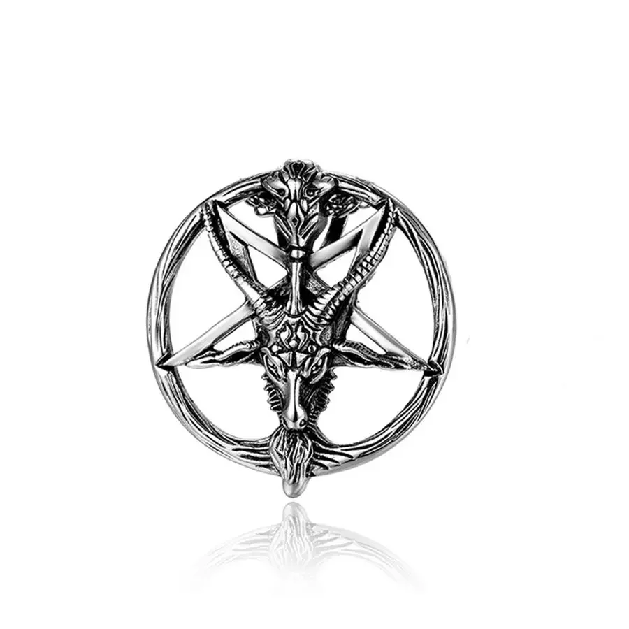 Gothic Pentagramm Schädel Schaf Kopf Anhänger Halskette Männer Hip Hop Rock Rider Schmuck Geschenk