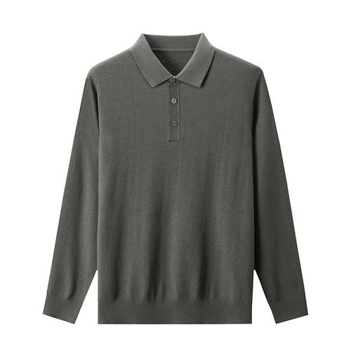 Men's Wool Polo Sweater Knit Button Up Solid Color Polo Collar Knitwear Elegant School Formal Clothing Apparel Fall Winter Black Navy Blue S M L