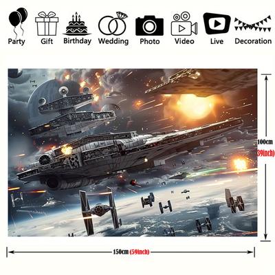 TEMU 1pc, Polyester , 3d War Backdrop, No Required, - Decor, Universal , Home &