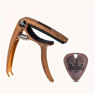 TEMU 3-in-1 High-quality Zinc Alloy Capo - Includes 1 Pick. Suitable For Capo, Pick Storage, And Pin Puller. Compatible With Acoustic, Electric, Classical, And Ukulele Guitars