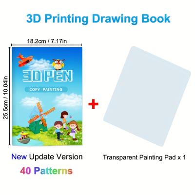 TEMU New Update 3d Pen Drawing Book Album For Birthday Holiday Christmas Gift, 3d Printing Pen Copy Painting Book With 40 Templates