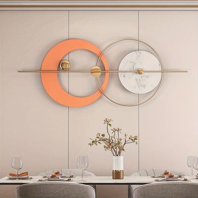 TEMU Modern Metal Wall Art Sculpture, Round Combination Wrought Iron Decor, Light Orientation, No Electricity Required, Featherless For Living Room, Bedroom, Dining Room, Metal Wall Art Decor Image