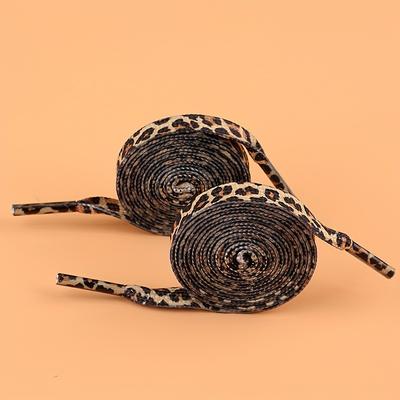 TEMU 2pcs Classic Leopard Print Shoelaces - 120cm Polyester, For Sneakers & Canvas Shoes, & Lightweight With Animal Texture Detail