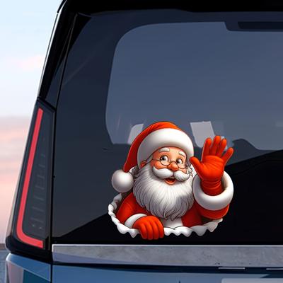 TEMU Waving Decal, 1pc 3d - For Christmas, Polyvinyl Car & , Suitable For , Metal, Surfaces, Theme Decoration