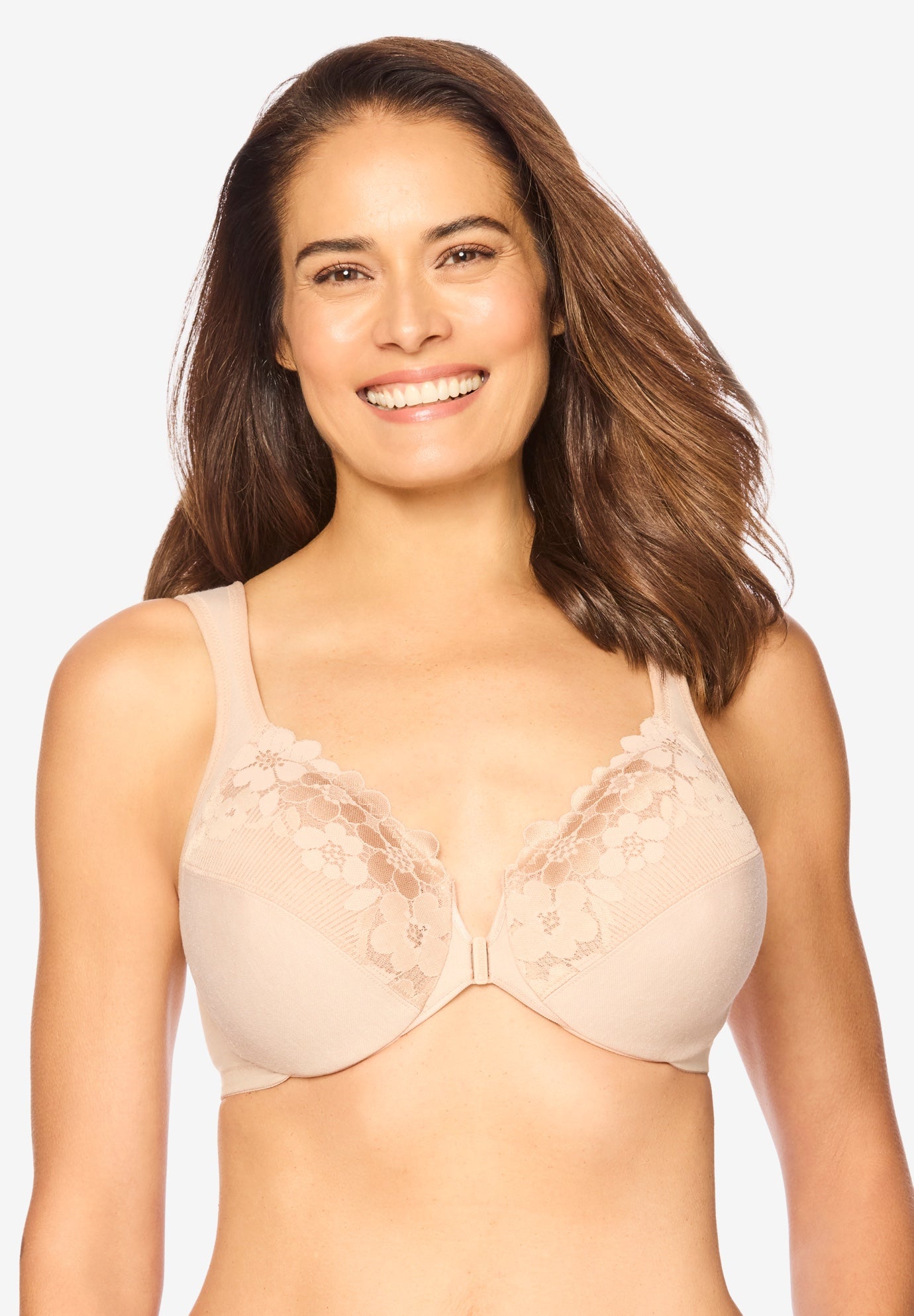Plus Size Women's Glamorise® Wonderwire® Front-Close Cotton Underwire Bra 1241 by Glamorise in Cafe (Size 50 C)