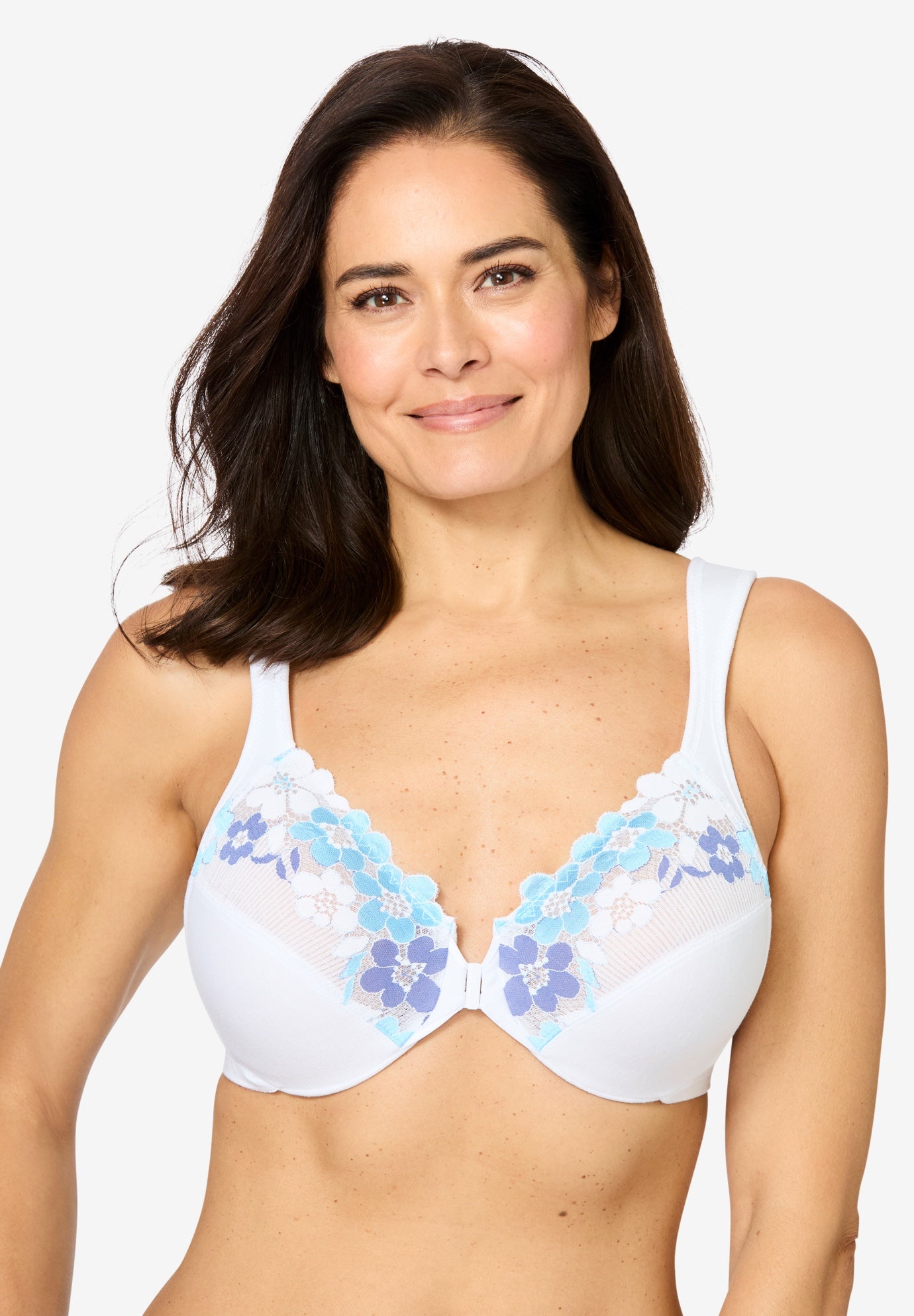 Plus Size Women's Glamorise® Wonderwire® Front-Close Cotton Underwire Bra 1241 by Glamorise in White (Size 46 H)