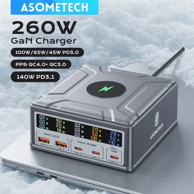 260 W USB C GaN Ladegerät QC3.0 PD3.1 140 W PPS Schnellladestation für IPhone 16 15 MacBook Pro Image